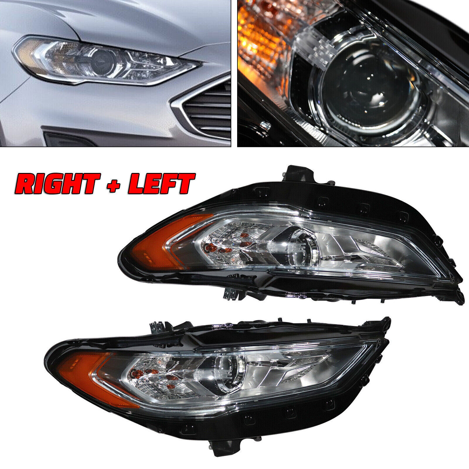 Pair of Headlight For 2017-20 Ford Fusion Auto LH+RH Headlamp (For: Ford Fusion)