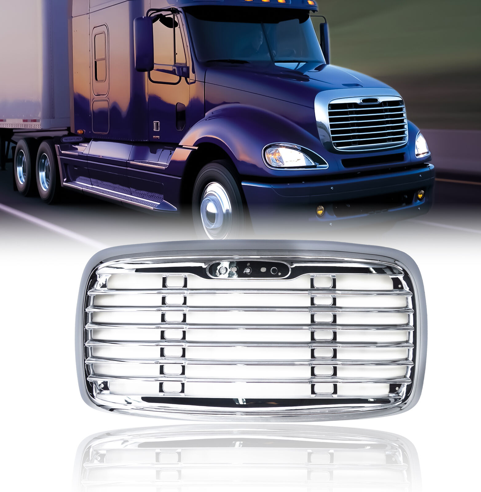 Freightliner Columbia Grille Chrome Grill 2000 - 2008 Front w/o Bug Screen