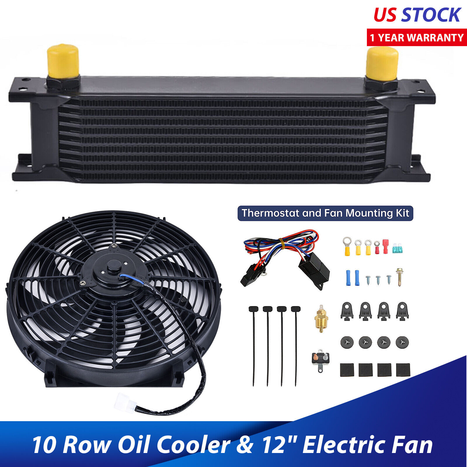 10 ROW 10AN FIT FOR UNIVERSAL ENGINE TRANSMISSION OIL COOLER+12\