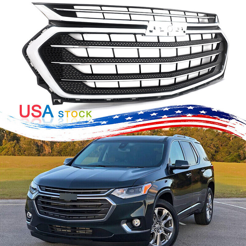 For Chevrolet Chevy Traverse 2018-2021 Front Bumper Upper Grille Grill Chrome