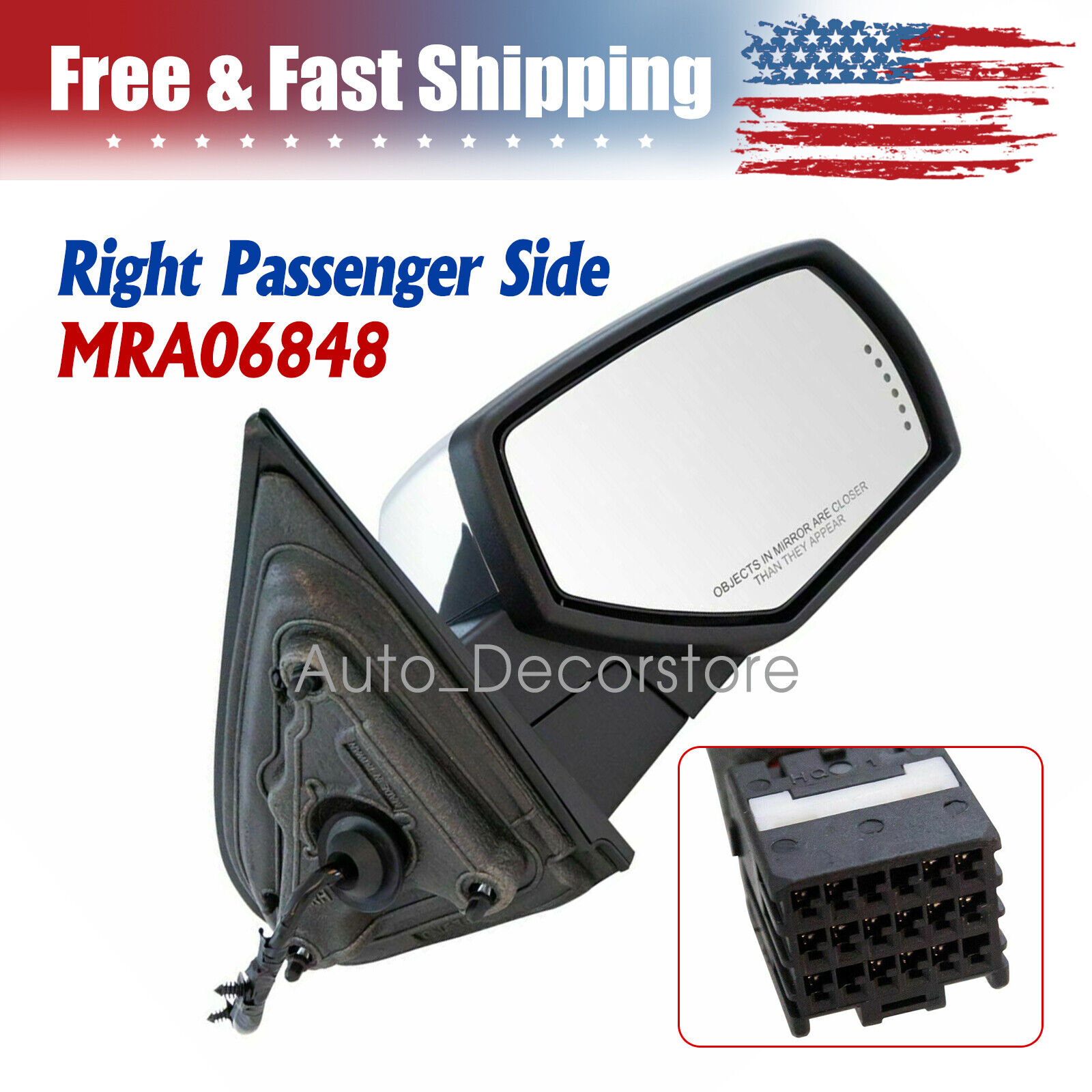 Right Side Mirror Power Folding Heated Memory Signal For  Chevy GMC 2014-2018 US