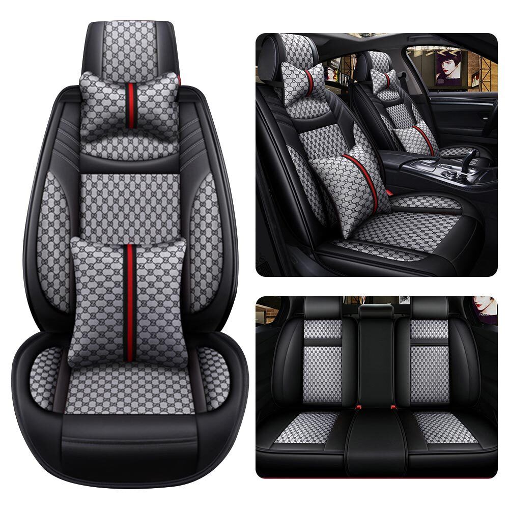 Universal Leather 5-Seats Car Seat Cover Front & Rear Full Set Protector Cushion