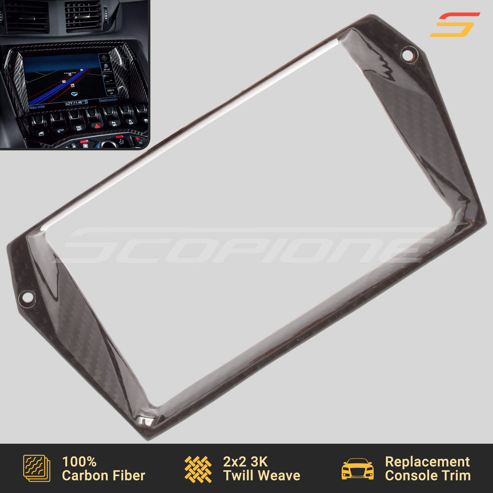 Scopione Carbon Fiber Center Screen Console Inner Trim for Lamborghini Aventador