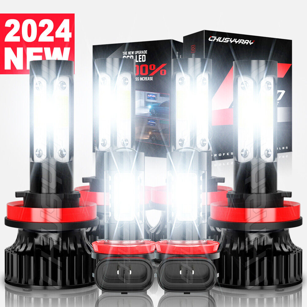 For Freightliner Cascadia Truck 2008-2021 LED Headlight High+Low Fog Light Bulbs