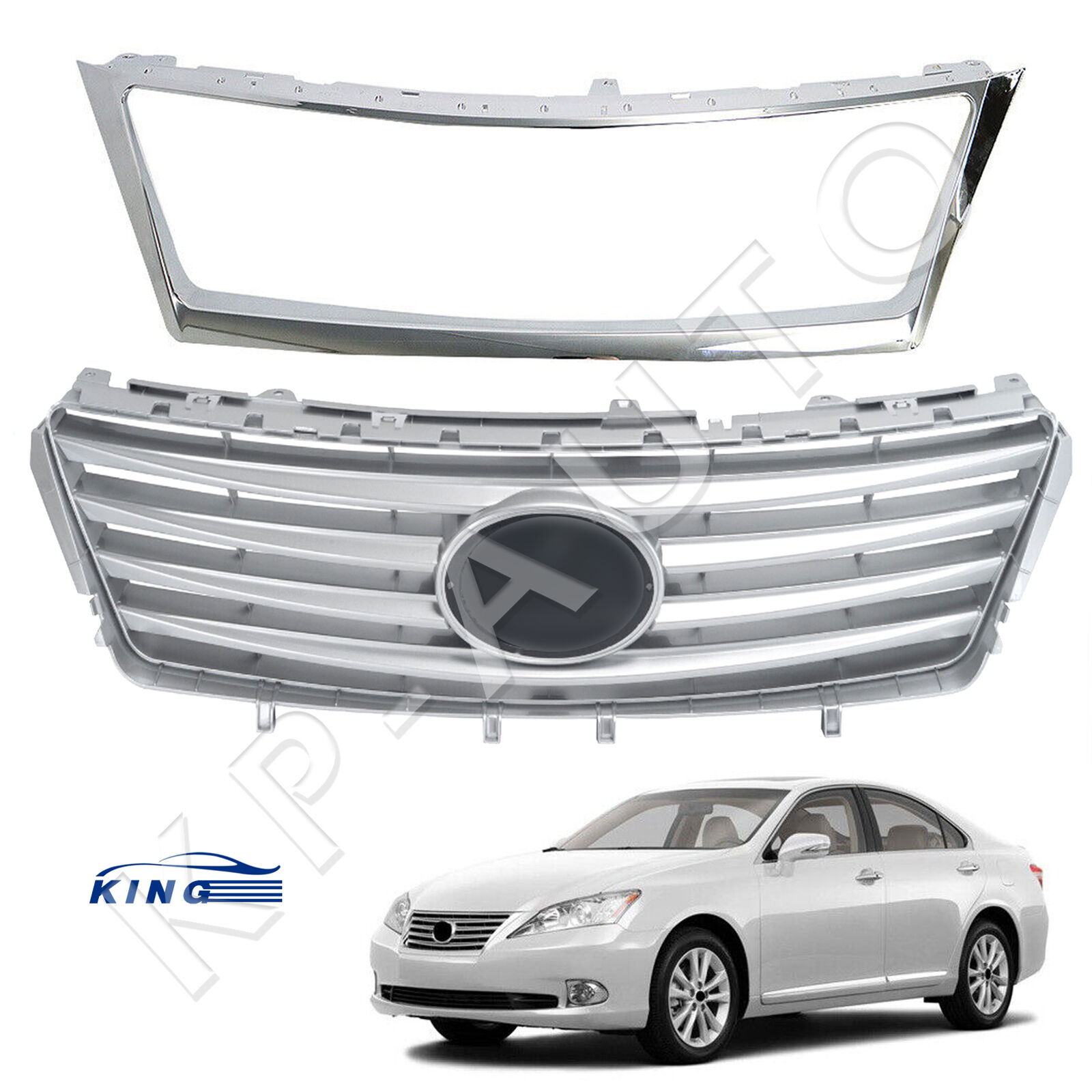 For 2010-2012 Lexus ES350 Front Bumper Upper Grille & Grill with Chrome Molding