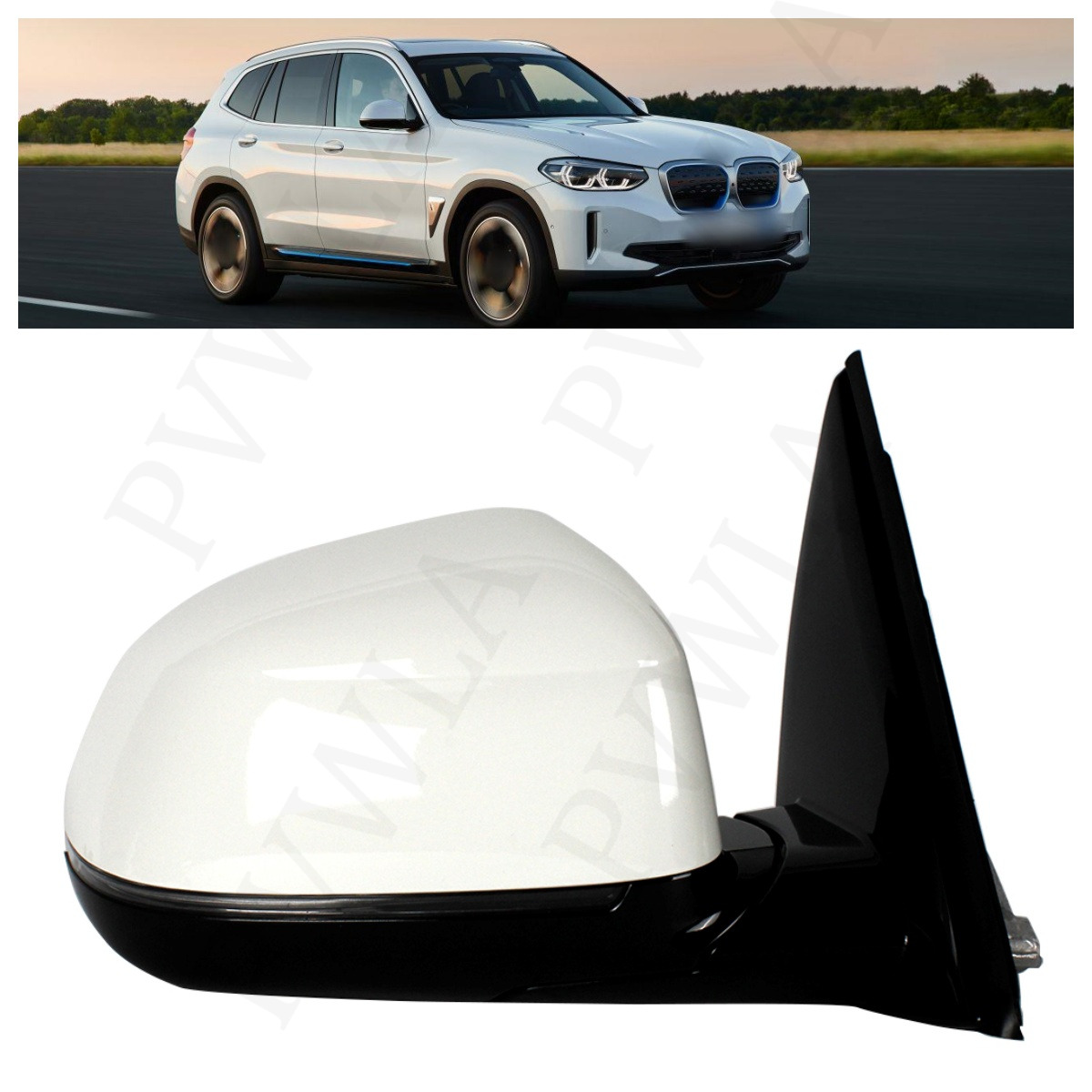 5Pins White Turn Light Mirror Assembly For BMW X3 G01 G08 18-21 Right Passenger