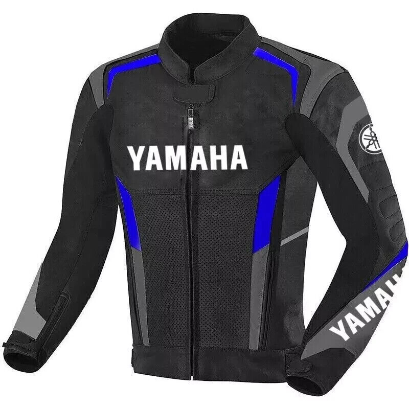 Yamaha Men\'s Motorbike Racing Genuine Cowhide Leather Motorcycle Biker Jacket