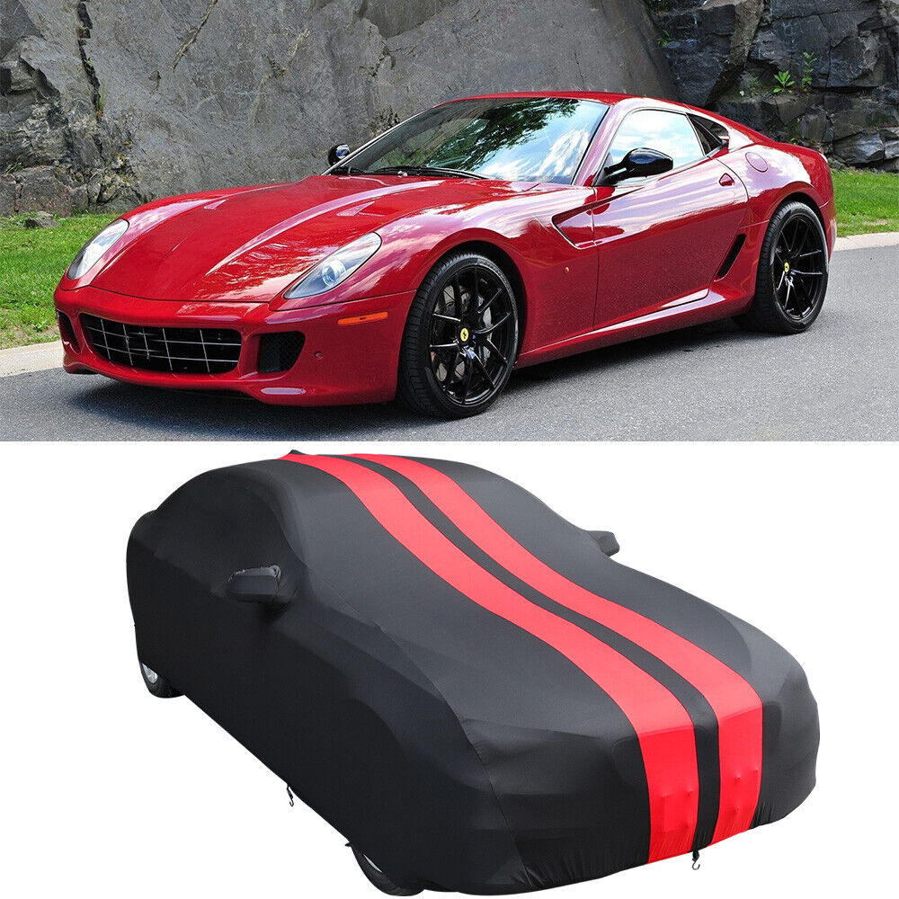 For Ferrari 599 GTB 2006-2011 599 GTO Indoor Car Cover Stretch Satin Black/Red