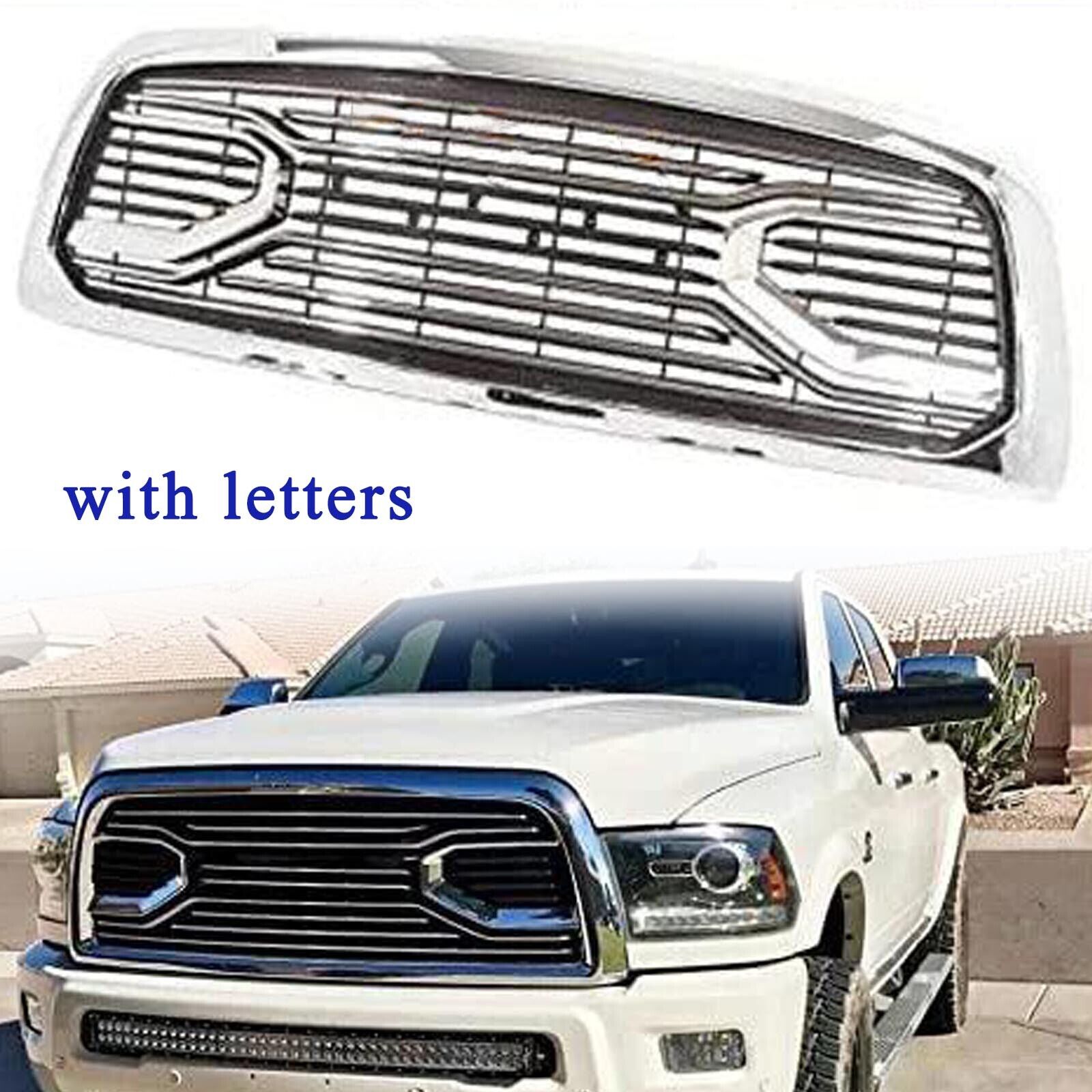 Front Grille For 2013-2018 Dodge RAM 2500 3500 Chrome Grill Big Horn W/Letters