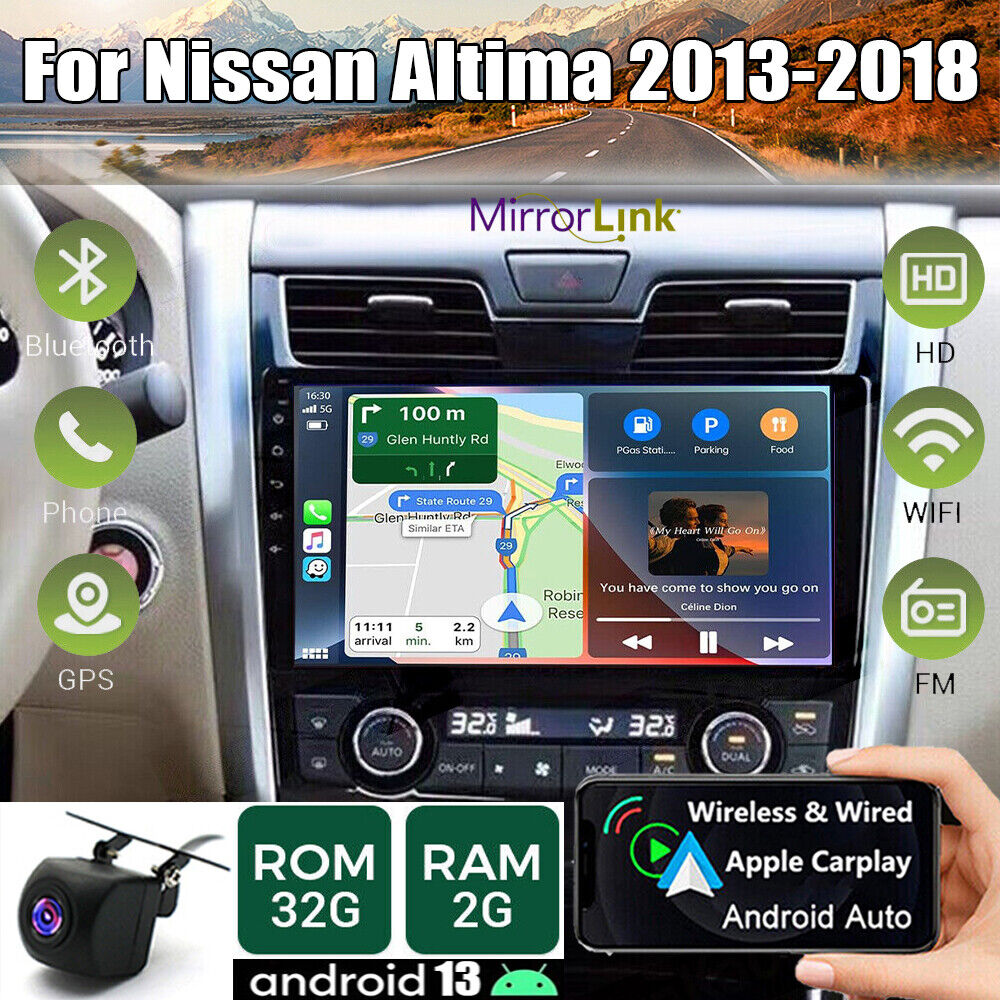 Apple Carplay GPS Navi For Nissan Altima 2013-2018 Car Stereo Radio Android 13