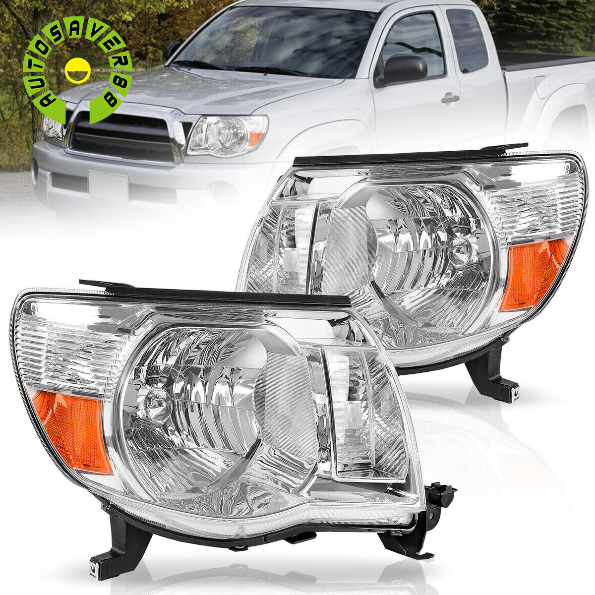 Headlights For 2005-2011 Toyota Tacoma Headlamps 05-11 Chrome Housing Headlamps