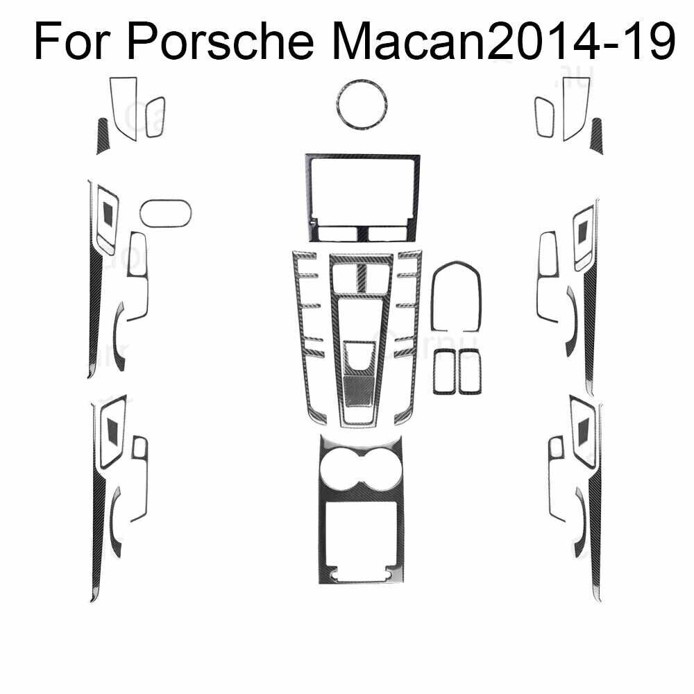 43pcs For Porsche Macan Carbon Fiber Full Kits Cover Trim Set