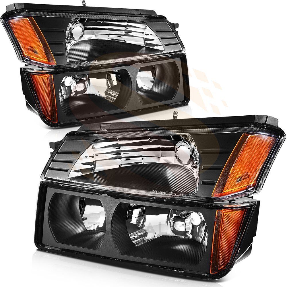 Fits 02-06 Chevy Avalanche Body Cladding Model Headlights Assembly +Bumper Lamps