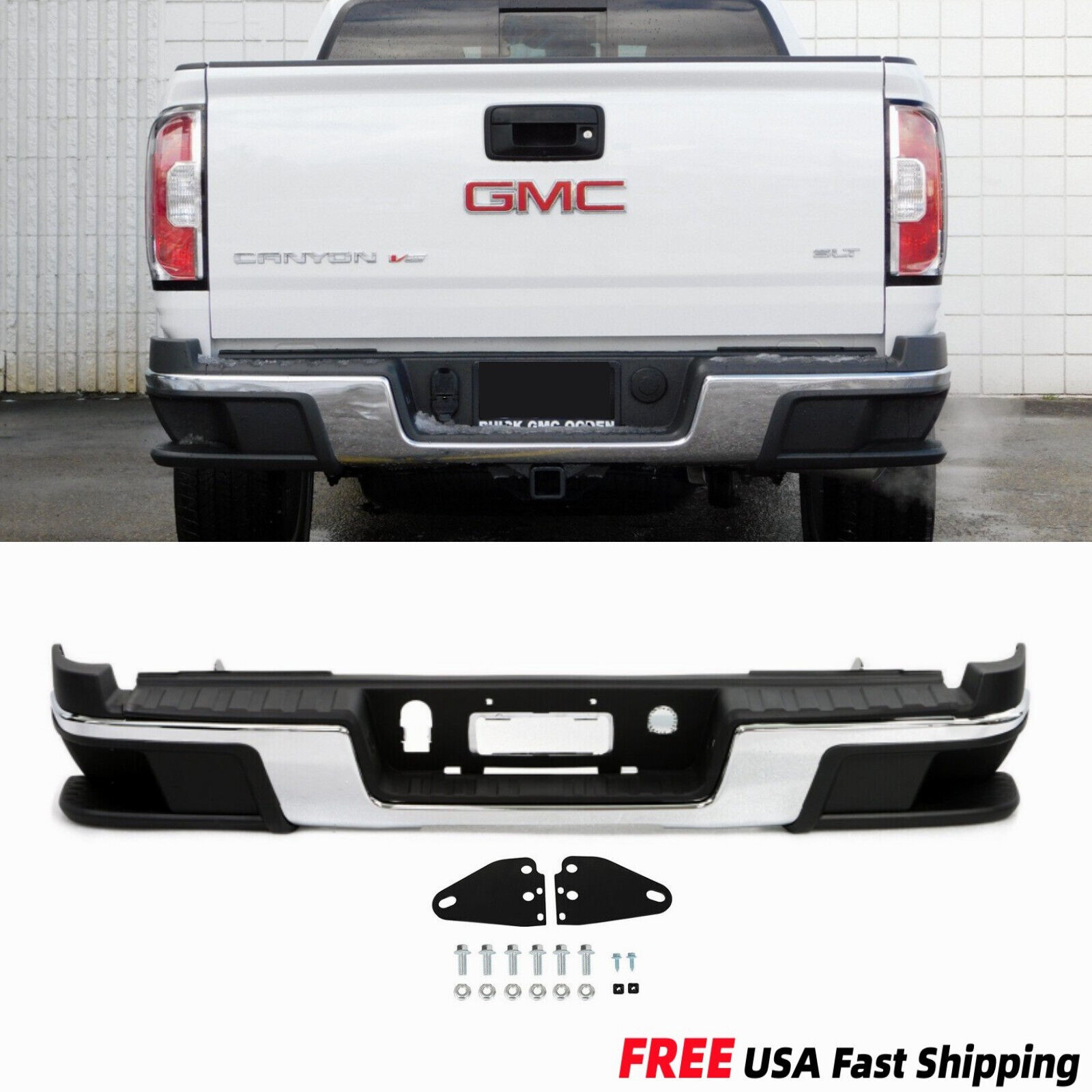 Chrome Rear Step Bumper Assembly For Chevrolet Colorado GMC Canyon 2015-2022