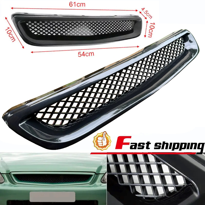 FOR 1996-1998 HONDA CIVIC TYPE-R STYLE ABS BLACK FRONT HOOD BUMPER GRILLE GRILL