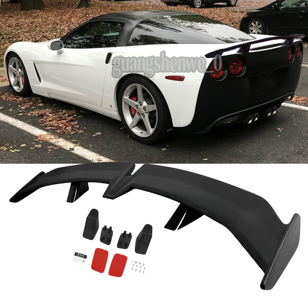 55\'\' PRO-Style Rear Trunk Spoiler Wing Drill-free Black For Chevy Corvette C7 C6
