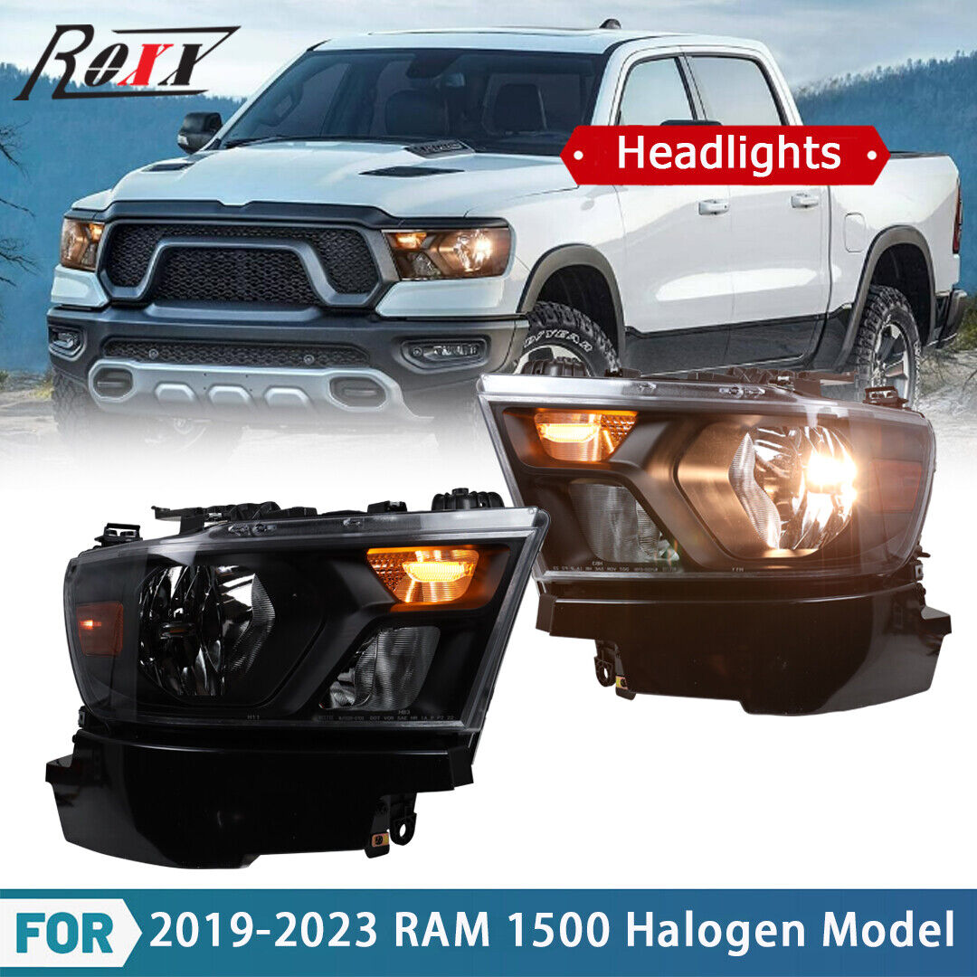 Headlights For 2019 2020 2022 Dodge Ram 1500 Left+Right Replacement Head Lamps