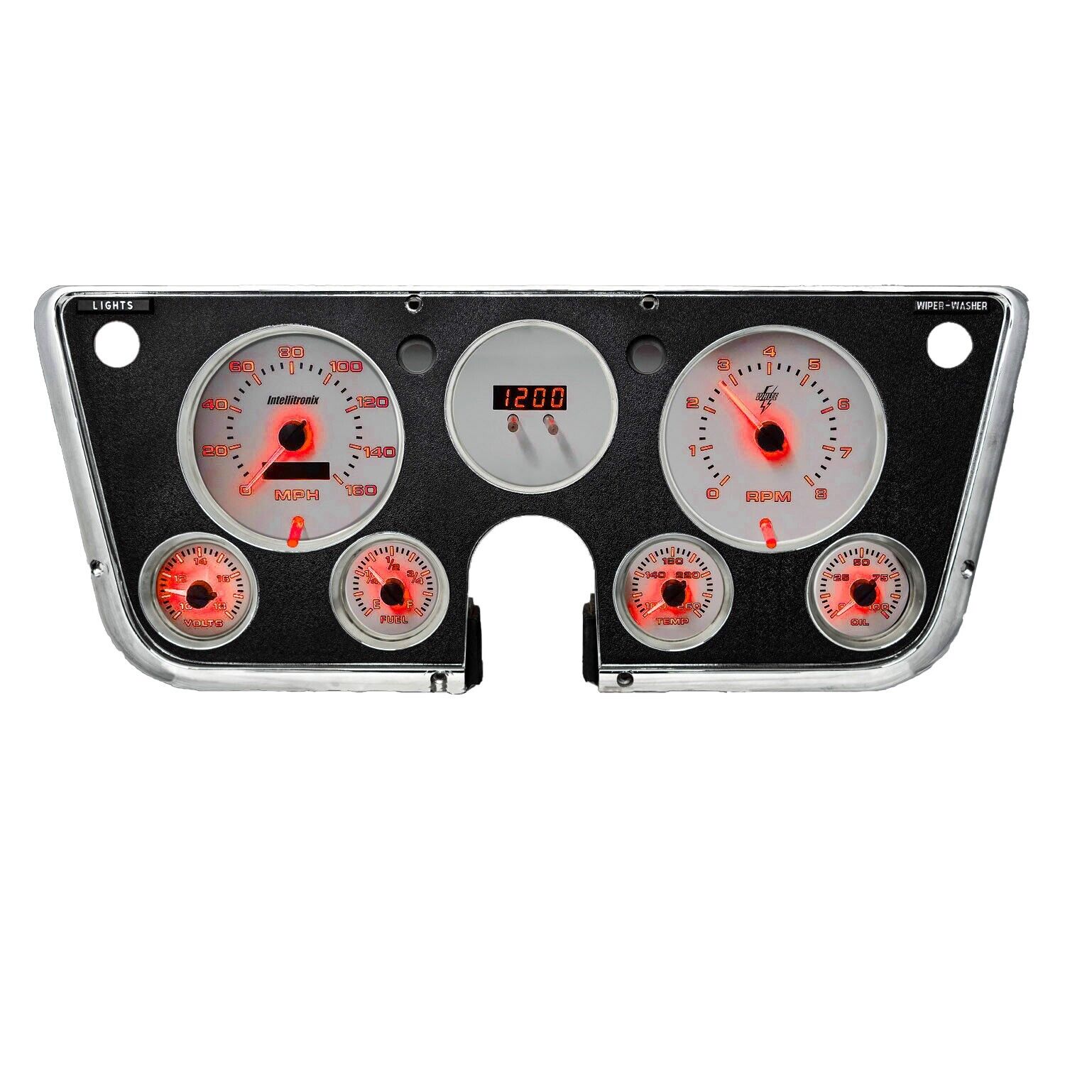 1967-1972 Chevy Truck Analog Dash White Faceplate Backlit Red LED's WL6003R