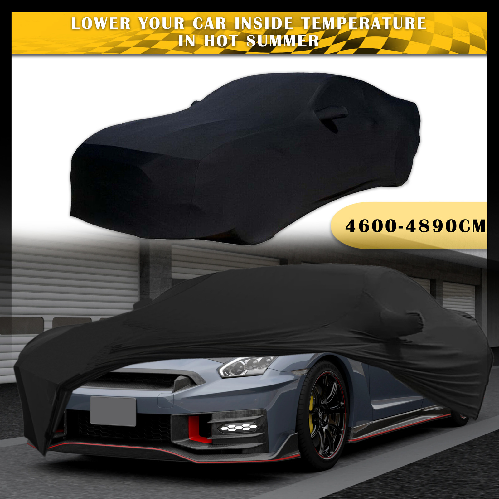 Black Indoor Car Cover Stain Stretch Dustproof For NISSAN GT-R