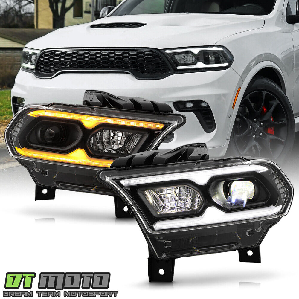 For 2021-2024 Dodge Durango Black non-AFS FULL LED Projector Headlights SET