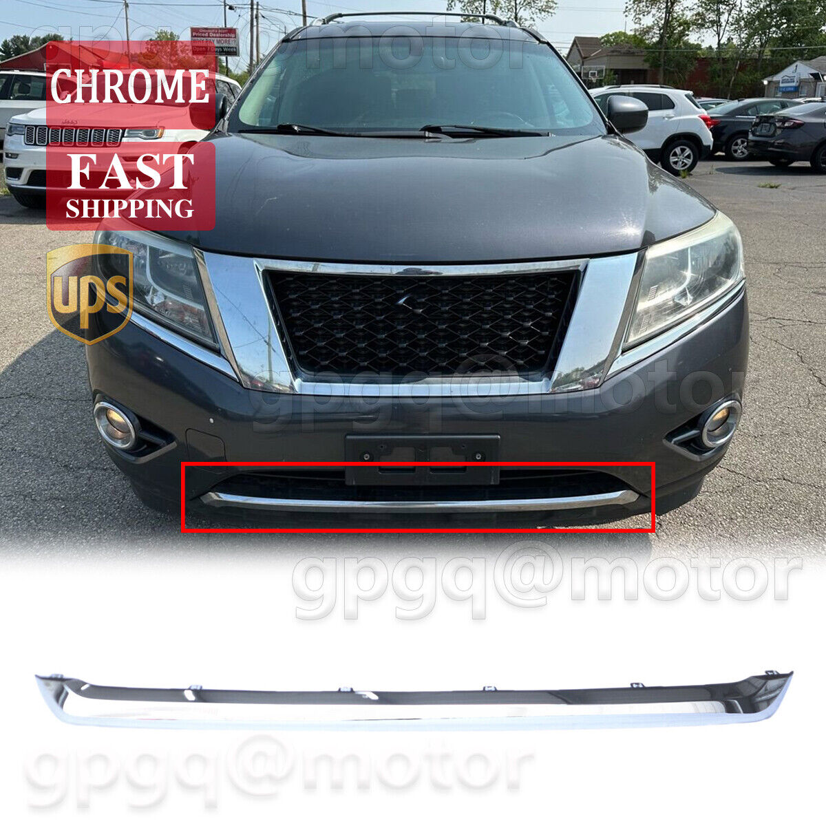 For Nissan Pathfinder 2013-2016 Chrome Front Bumper Lower Molding Trim NI1044108