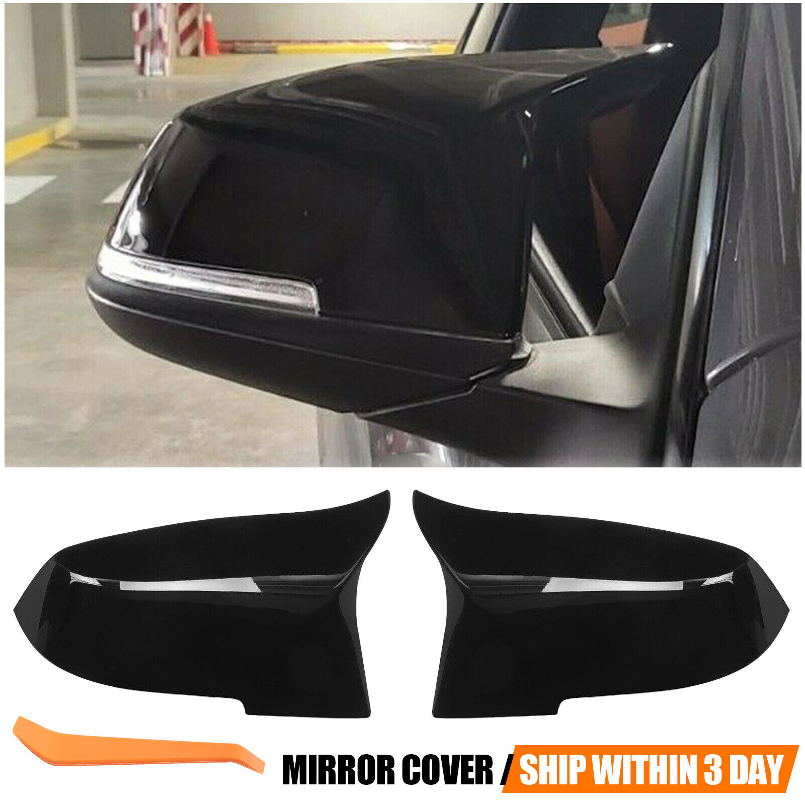 Pair Gloss Black Style Mirror Cover Caps For BMW 3/4 SERIES F20 F30 F34 F36 M2