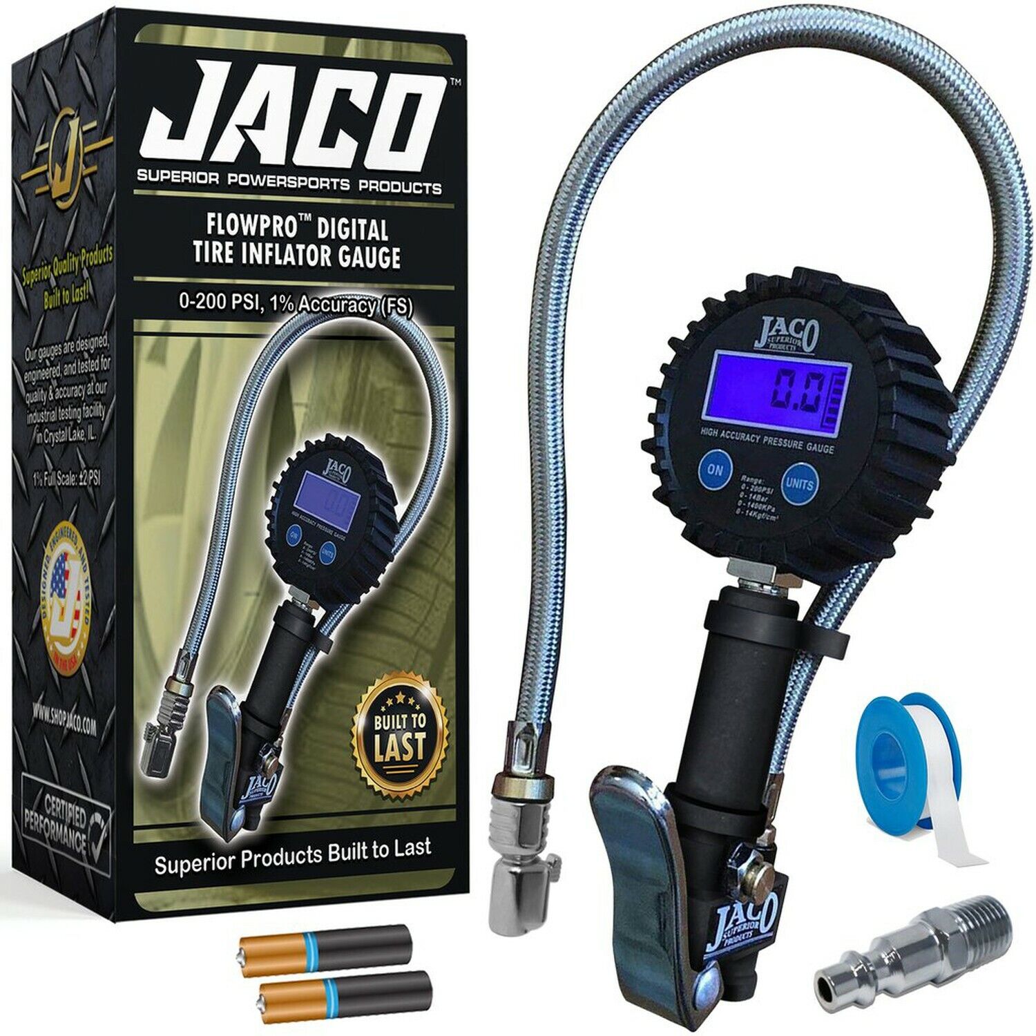 JACO FlowPro Digital Tire Inflator Gauge - 200 PSI