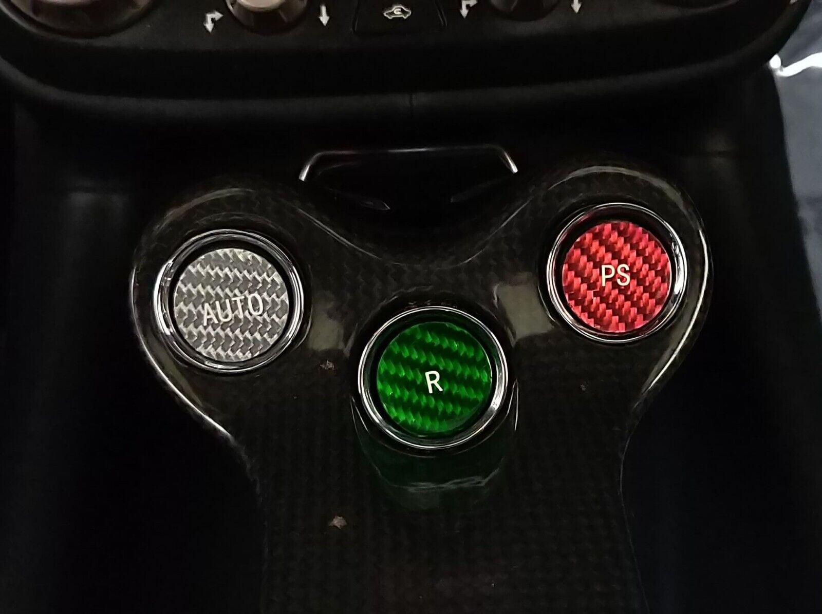 Fits Ferrari California 09-14 F1 Gear Button Covers in Tri Colors Carbon Fiber