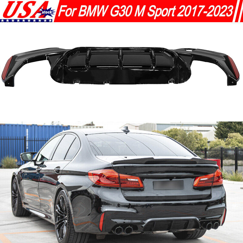 M5 Style Rear Bumper Diffuser Lip Glossy Black Look For BMW G30 2017-23