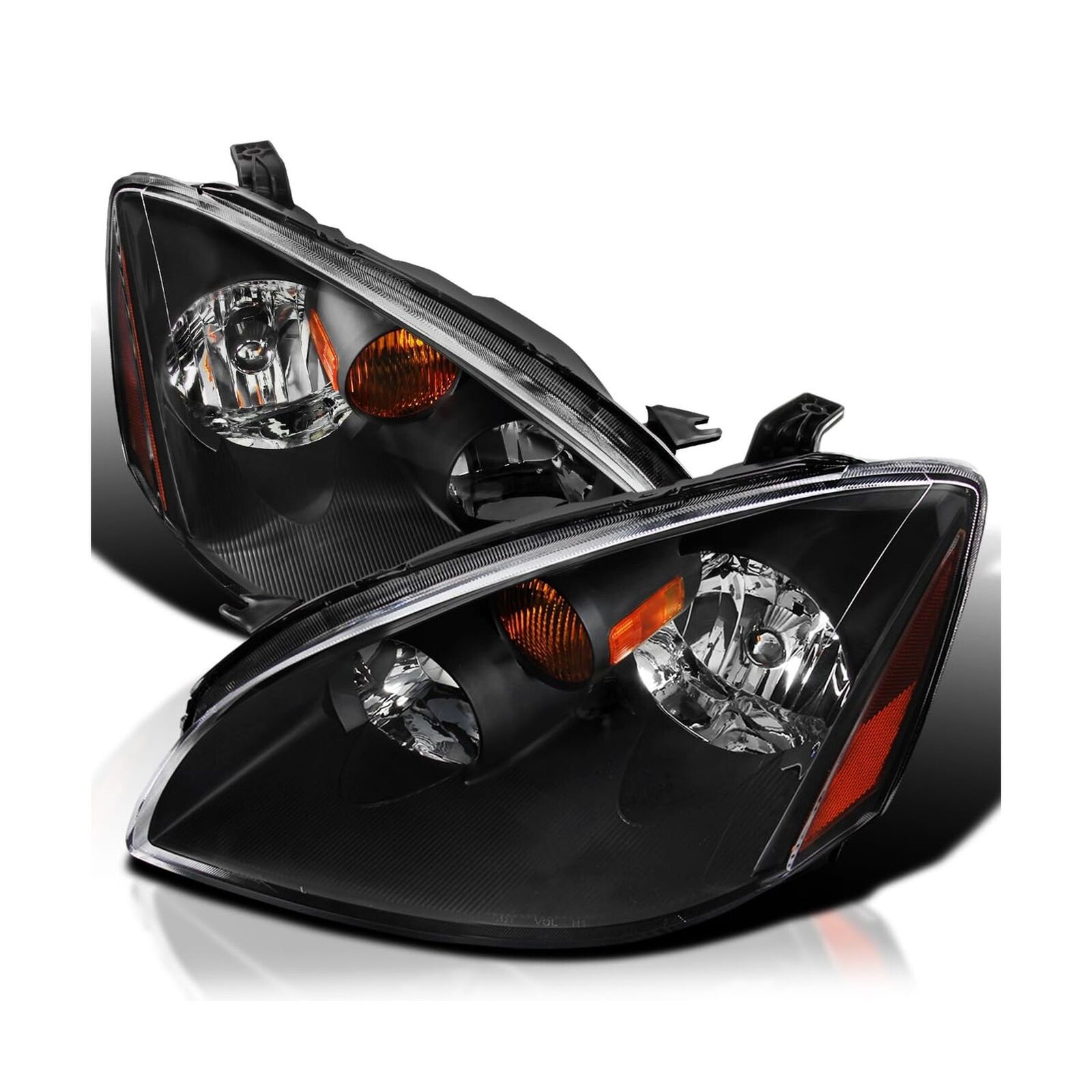 SPEC-D TUNING Jdm Black Clear Headlights W/Amber Reflector Compatible with 20...