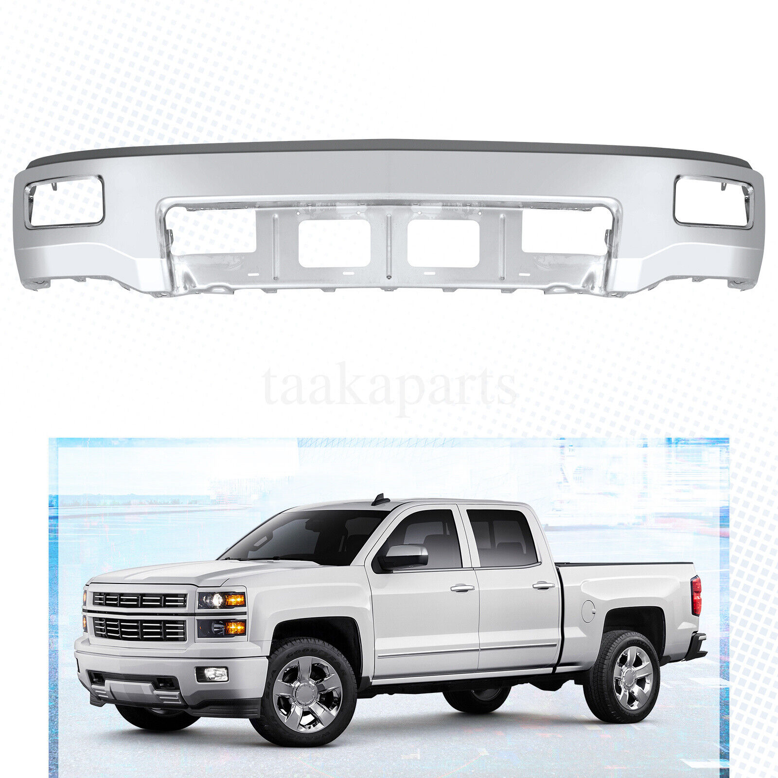 Steel Front Bumper Face Bar For 2014-2015 Chevy Silverado 1500 With Fog Hole