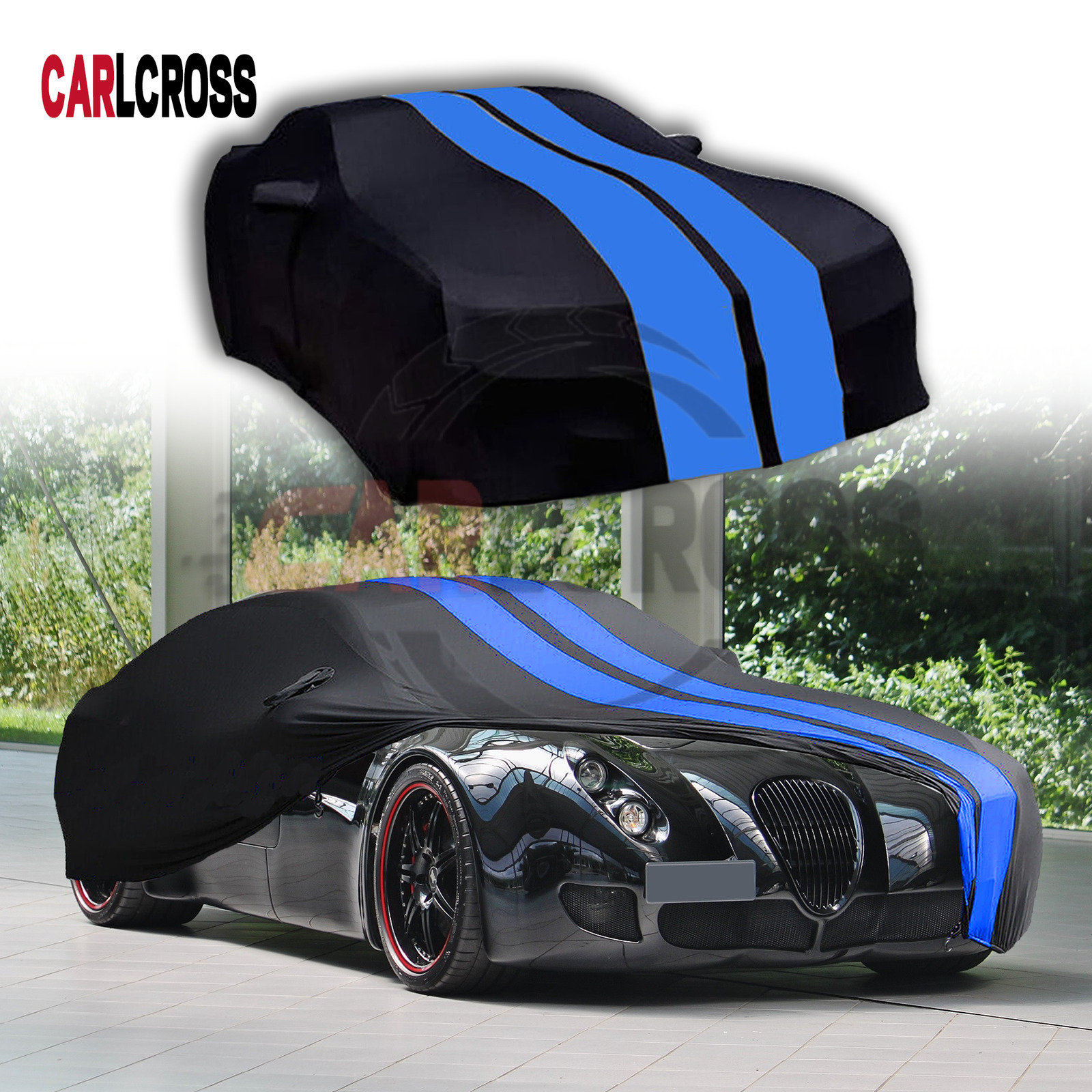 For Wiesmann GT Satin Stretch Indoor Car Cover Dustproof Black/BLUE