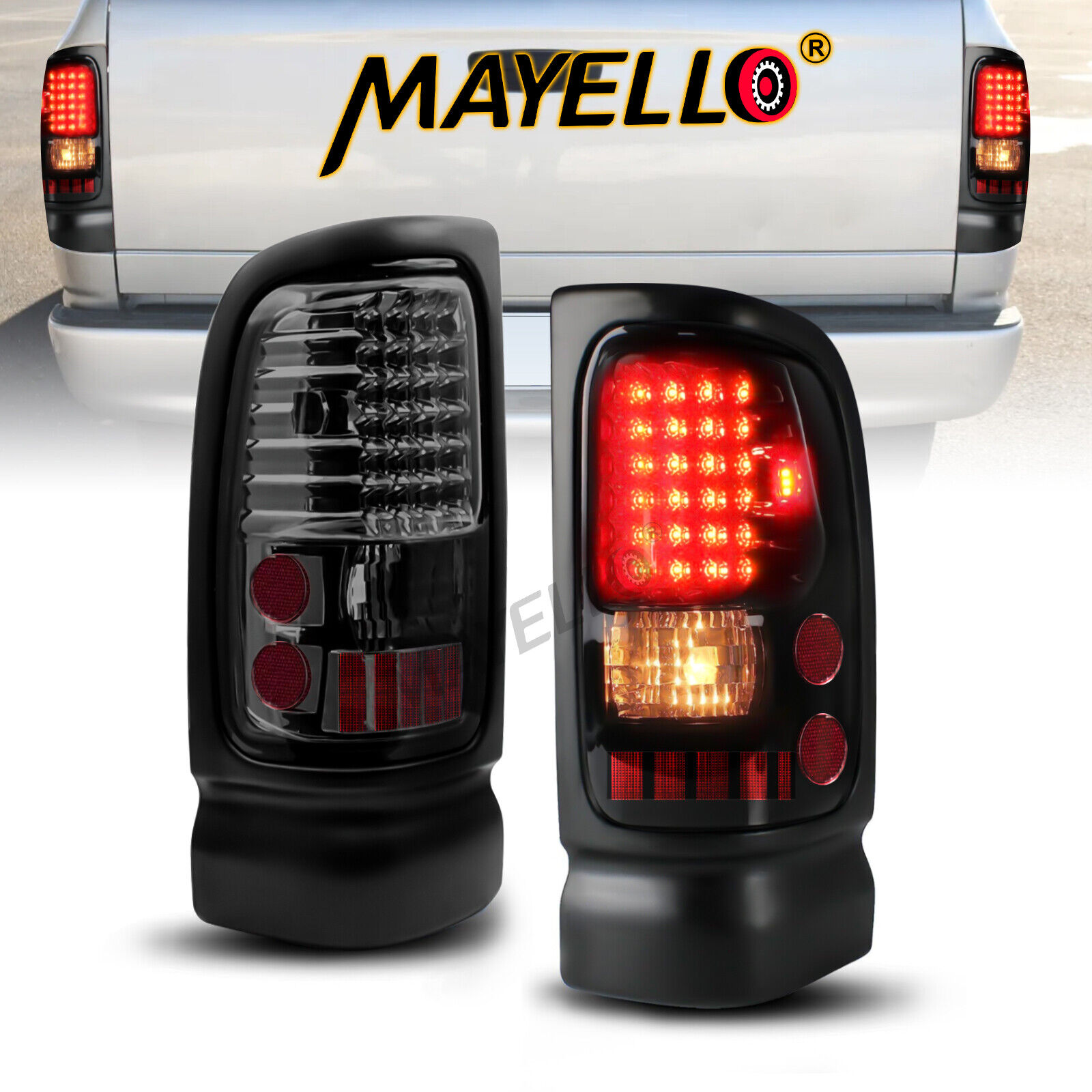 For 1994-2001 Dodge Ram 1500 2500 3500 Black Smoke LED Tail Lights Replacement