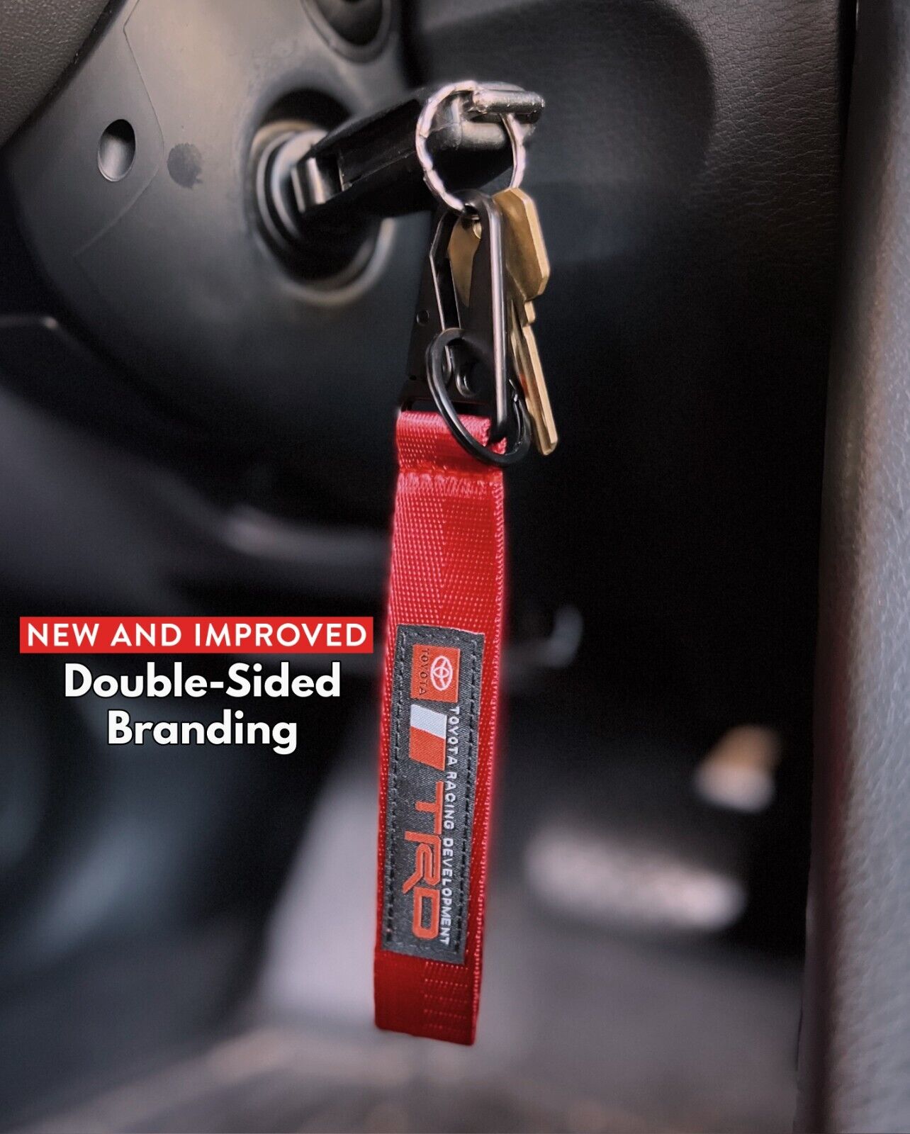 Red TRD Keychain Lanyard for Toyota Metal Clip-On Key Ring Accessory