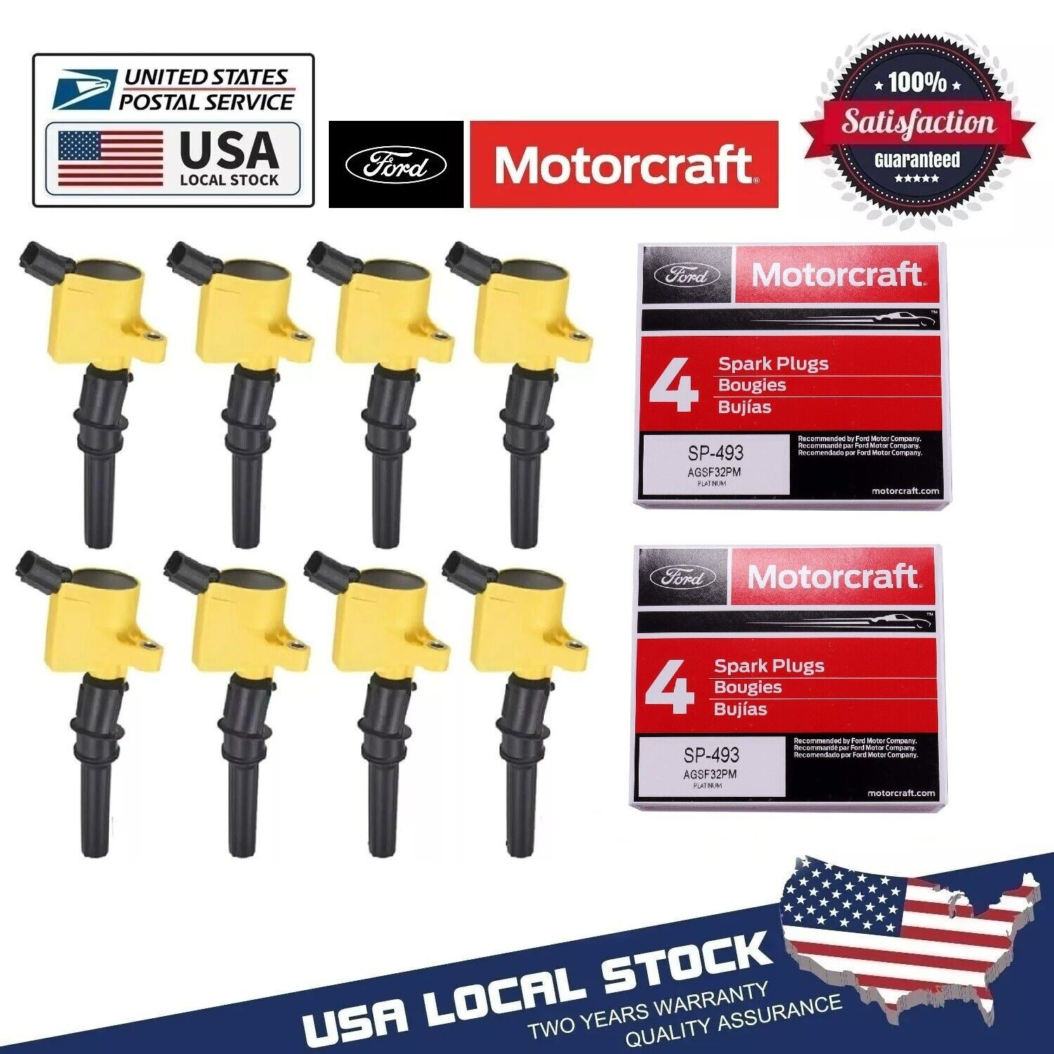 For 1998-2011 CROWN VICTORIA ALL 8 IGNITION COIL DG508Y 8 MOTORCRAFT PLUGS SP493