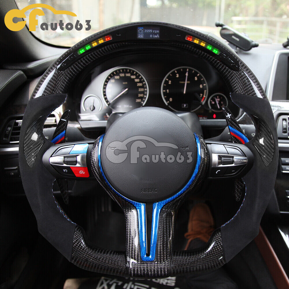 Alcantara Leather LED Carbon Fiber Steering Wheel Fits BMW M3 M4 M5 F10 F90 F06