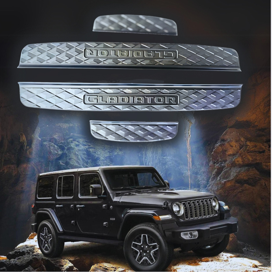 Logo OEM Entry Scuff Plate Cover, Door Sill Entry Guards for JEEP GLADIATOR
