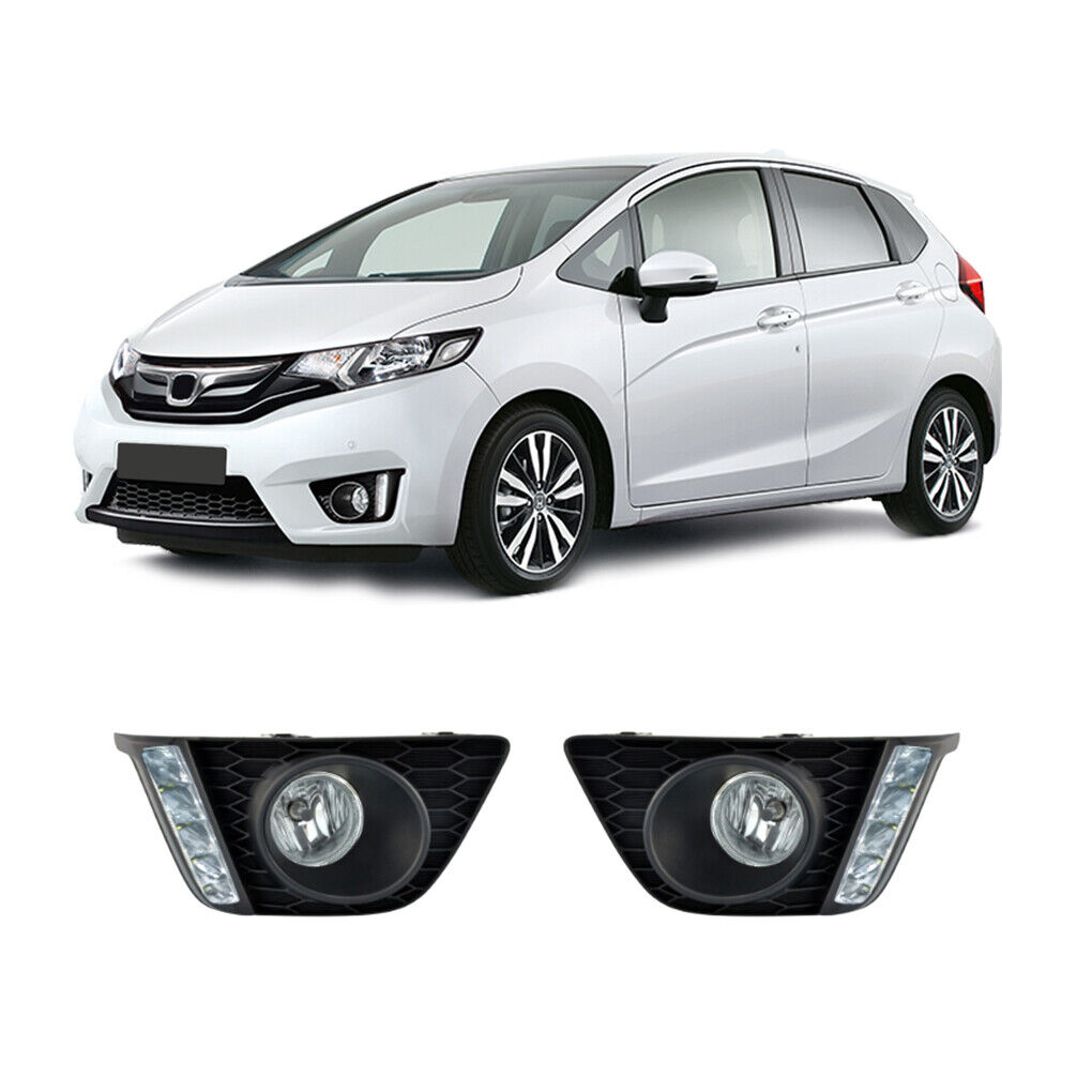 For 2014-2017 Honda Fit LED DRL Fog Lights Bumper Lamps W/ Switch Pair