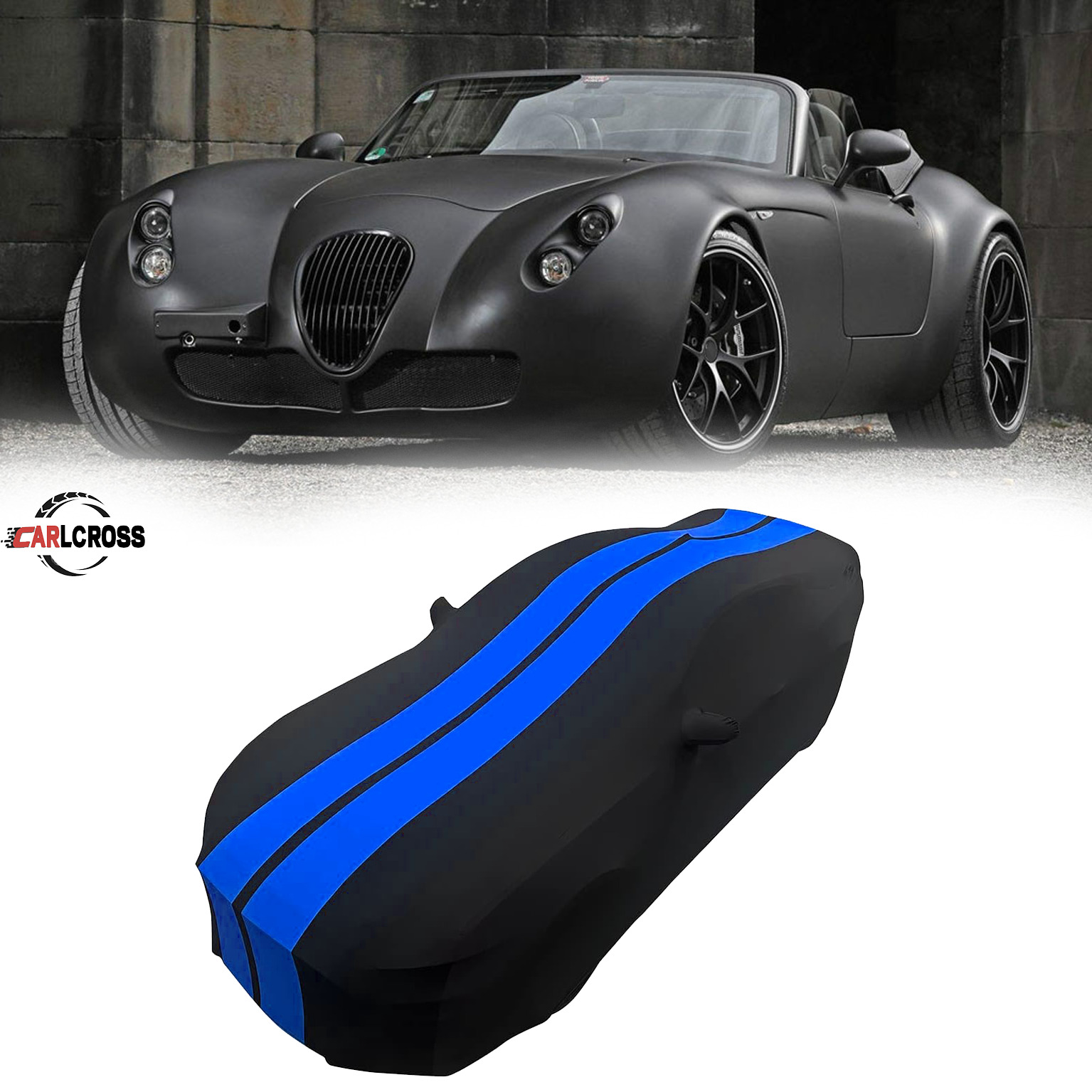 For Wiesmann GT Indoor Car Cover Satin Stretch  Blue/Black dustproof A+
