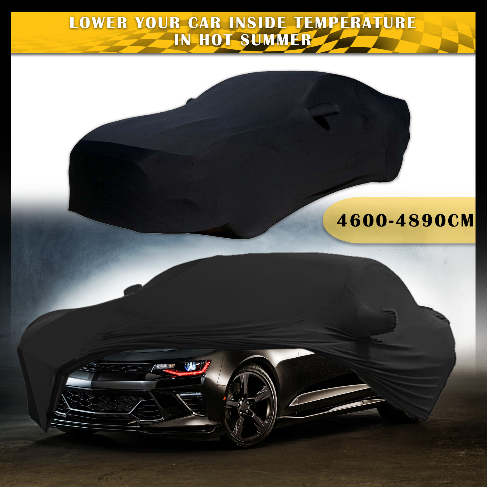 For Chevrolet  Camaro Indoor Satin Stretch Car Cover Scratch Dustproof BLACK