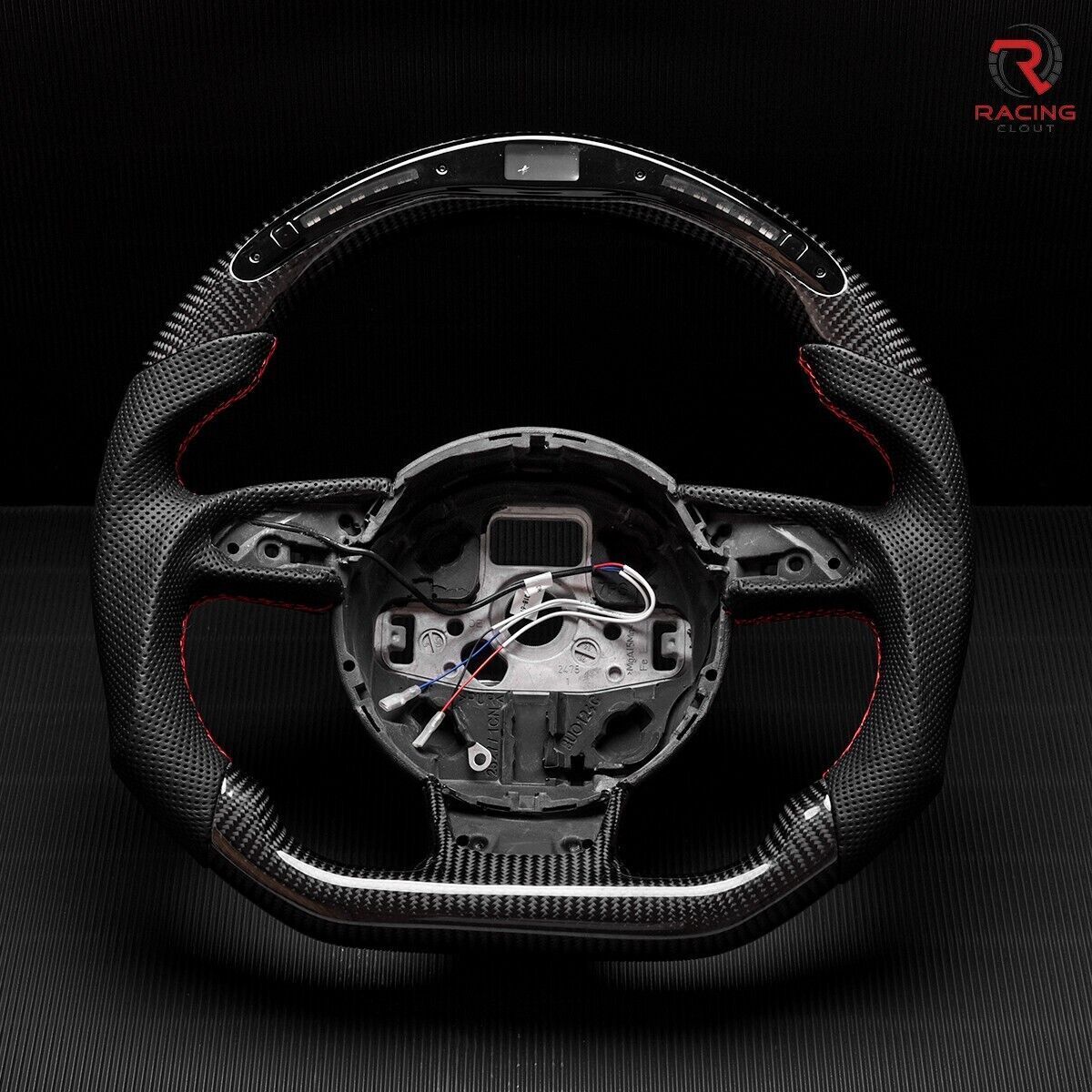 Real carbon fiber Flat Customized Sport LED Steering Wheel 12-16 RS S A 4 5 6 7