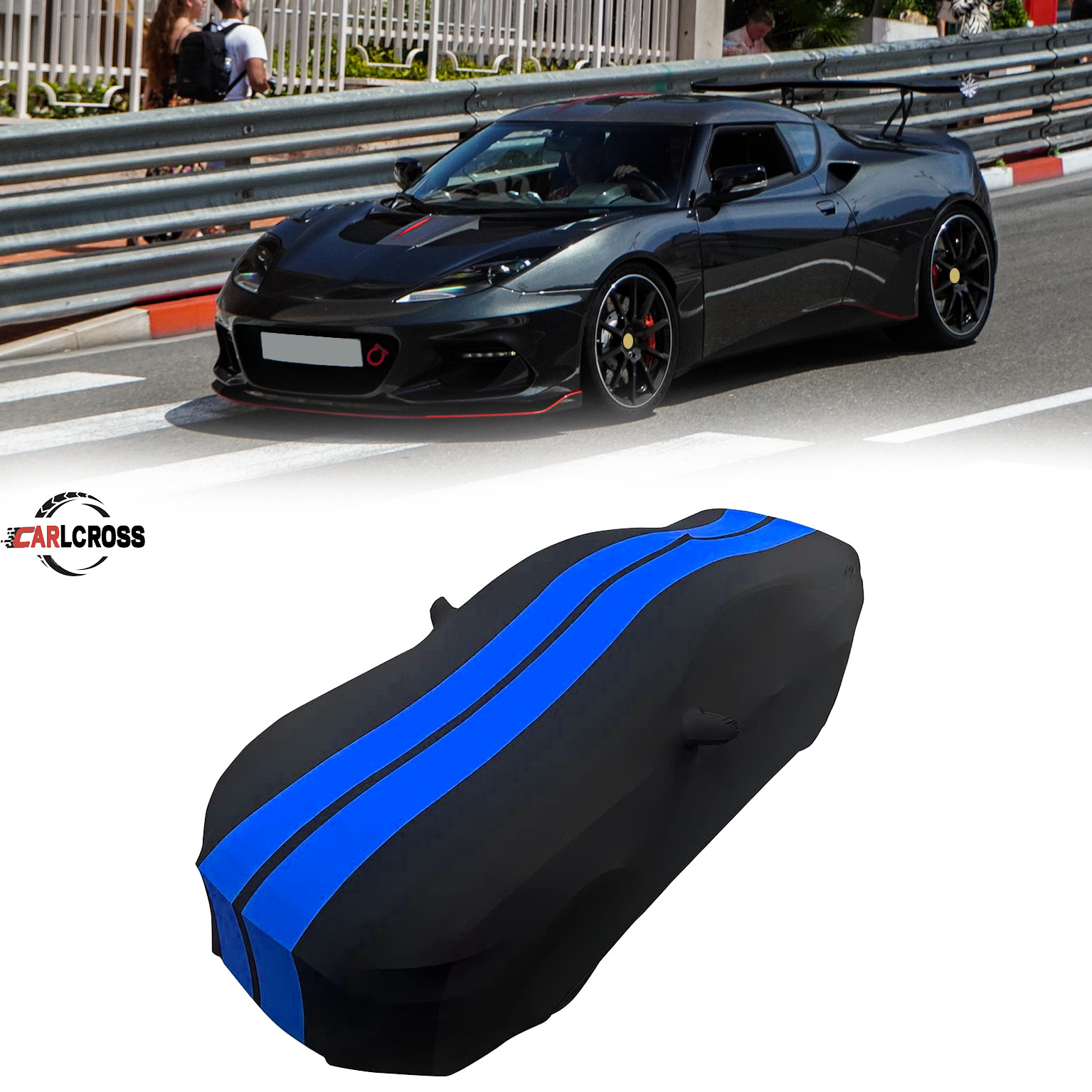 For Lotus NYO Evora Indoor Car Cover Satin Stretch  Blue/Black dustproof A+