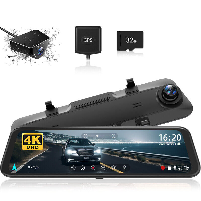 WOLFBOX G850 4K Dash Cam 12\'\' Dual Dash Cameras Mirror Cam Parking Monitoring