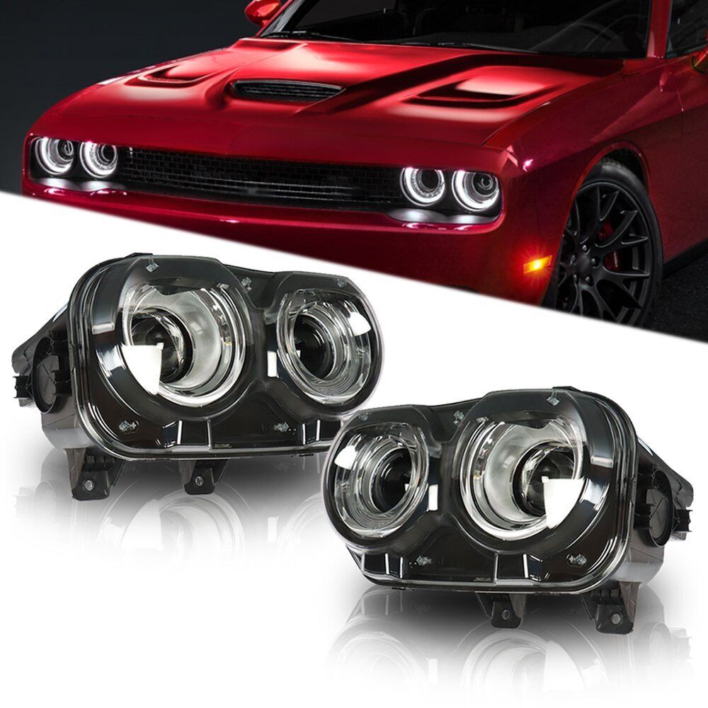 Headlight Assembly For 2015-2018 Dodge Challenger Headlamps Left+Right Side